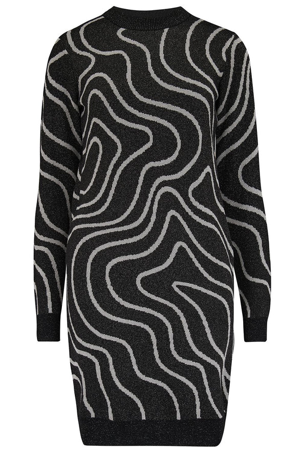 Sugarhill Brighton Gunmetal and Silver Swirls Kristen Knit Dress