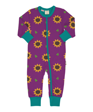 Maxomorra Sunflower Long Sleeved Zip Rompersuit