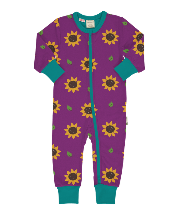 Maxomorra Sunflower Long Sleeved Zip Rompersuit