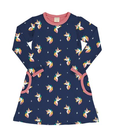 Maxomorra Unicorn Organic Cotton Long Sleeved Dress