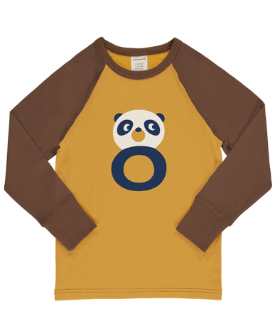 Maxomorra Age 8 Panda Single Print Long Sleeved Top