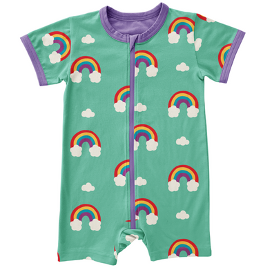 Maxomorra Rainbow Organic Cotton Short Sleeved Zip Romper