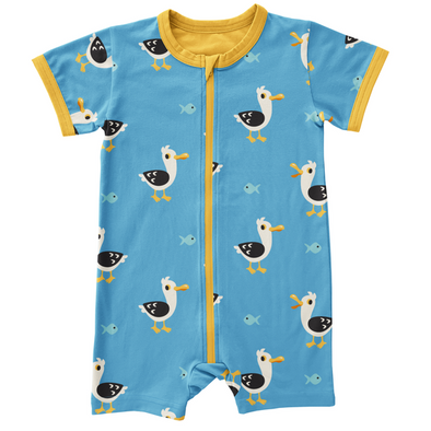 Maxomorra Seagull Organic Cotton Short Sleeved Zip Romper