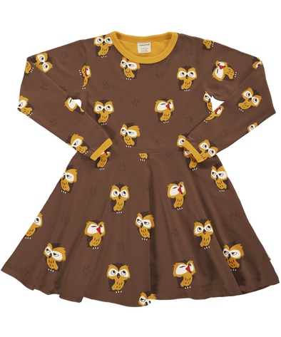 Maxomorra Owl Organic Cotton Long Sleeved Circle Dress