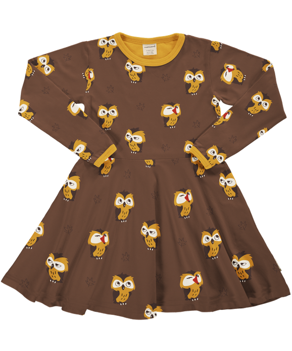 Maxomorra Owl Organic Cotton Long Sleeved Circle Dress