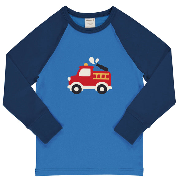 Maxomorra Fire Truck Organic Cotton Single Print  Long Sleeved Top