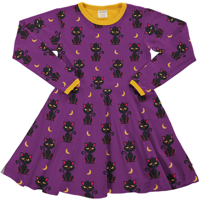 Maxomorra Cat Organic Cotton Long Sleeved Circle Dress