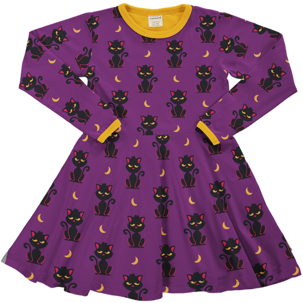 Maxomorra Cat Organic Cotton Long Sleeved Circle Dress