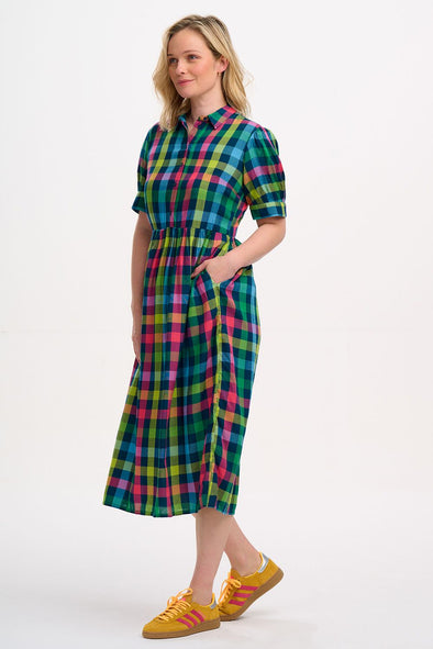 Sugarhill Brighton Multi Midnight Gingham Willet Midi Smock Dress