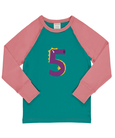 Maxomorra Age 5 Seahorse Single Print Long Sleeved Top