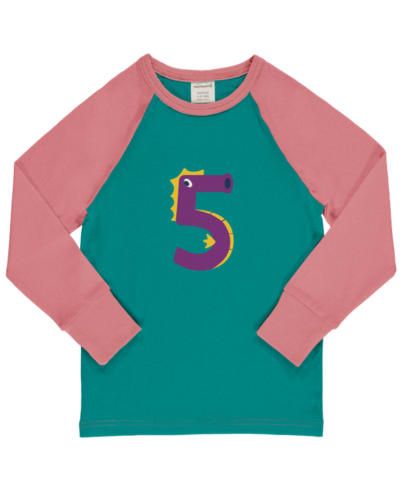 Maxomorra Age 5 Seahorse Single Print Long Sleeved Top
