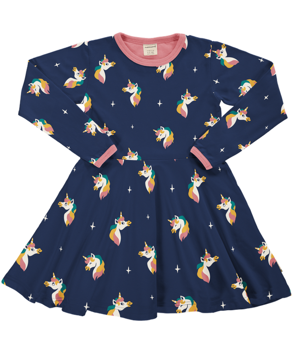 Maxomorra Unicorn Organic Cotton Long Sleeved Circle Dress