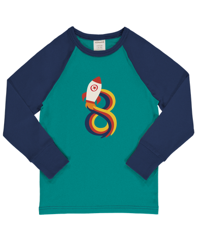Maxomorra Age 8 Rocket Single Print Long Sleeved Top