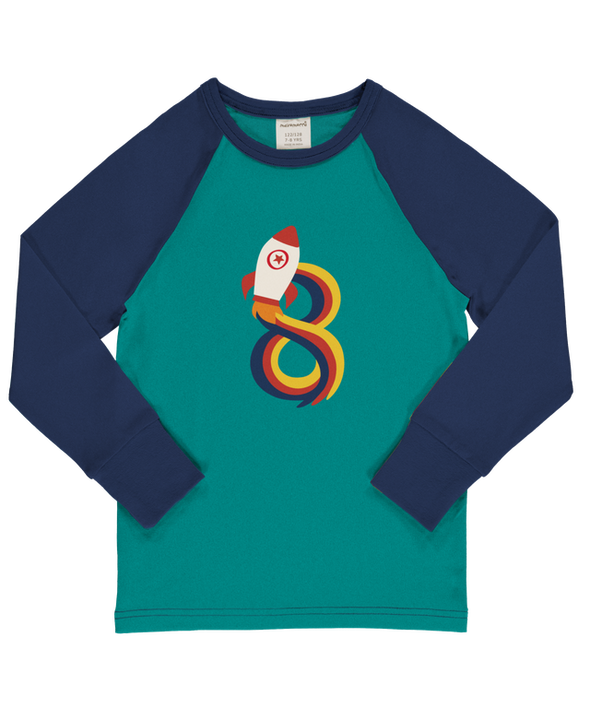 Maxomorra Age 8 Rocket Single Print Long Sleeved Top