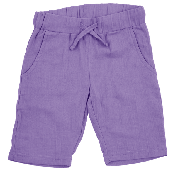 Maxomorra Purple Organic Cotton Muslin Knee Shorts