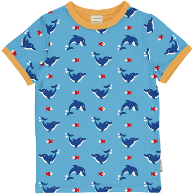 Maxomorra Dolphin Organic Cotton Printed Short Sleeved Top
