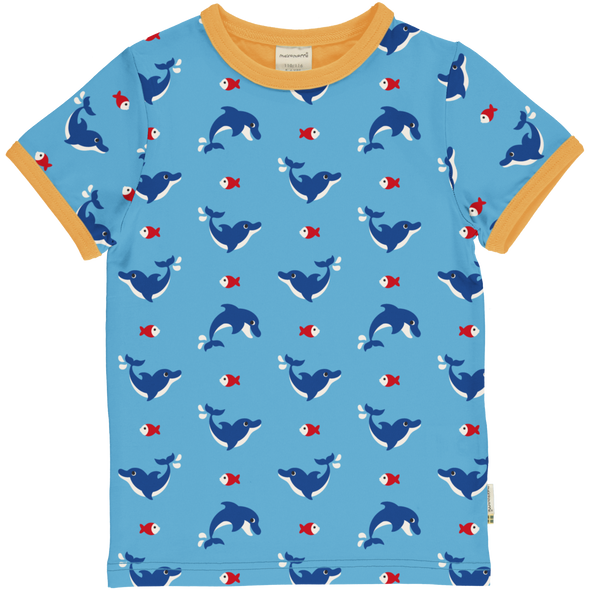 Maxomorra Dolphin Organic Cotton Printed Short Sleeved Top