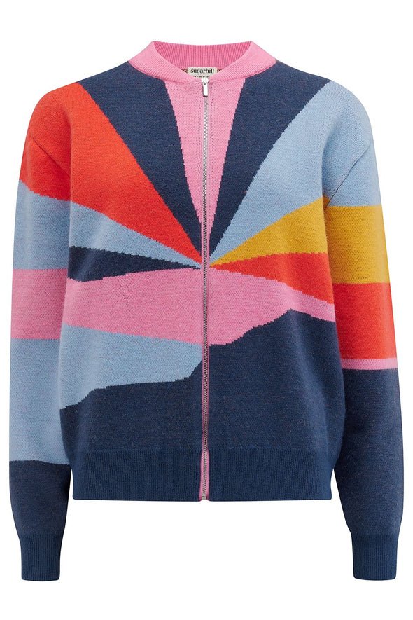 Sugarhill Brighton Multi Sunrays Solana Knitted Bomber Jacket