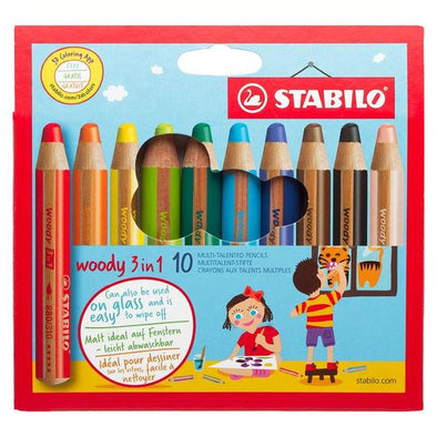 Stabilo Woody 3-in-1 Solid Paint 10-Colour Pack