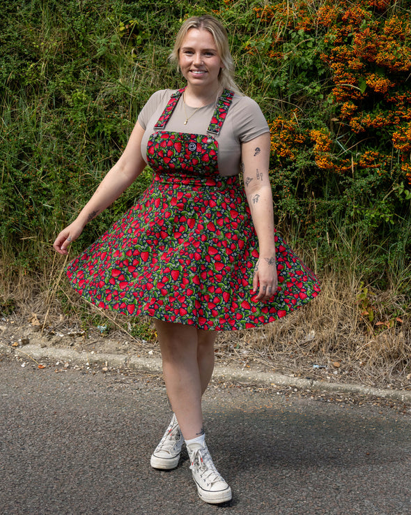 Rebel Romance Strawberry Field Stretch Flared Pinafore