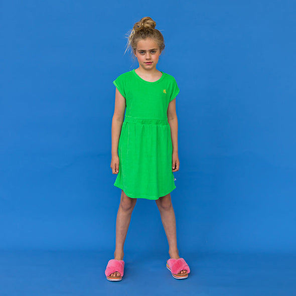 CarlijnQ Green Terry Short Sleeved Dress With Pockets