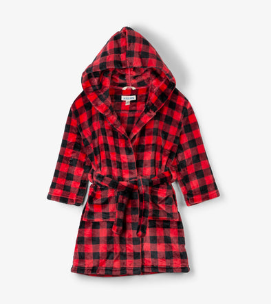 Little Blue House Buffalo Plaid Fleece Robes - Child