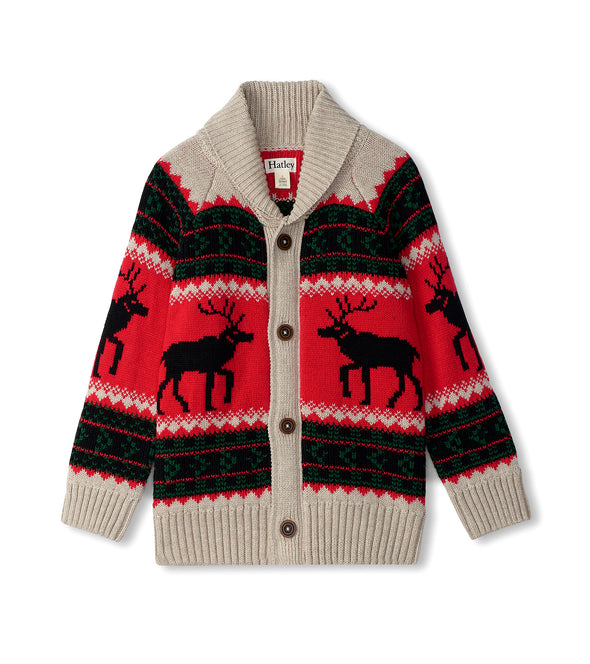 Hatley Holiday Elks Shawl Collar Cardigan