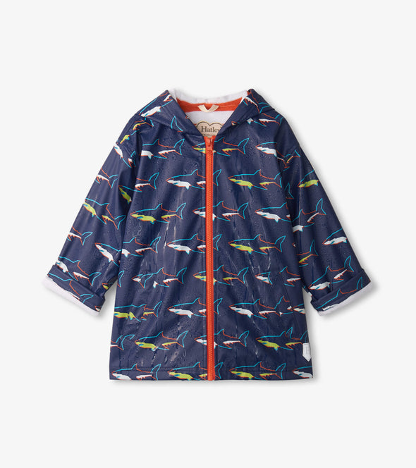 Hatley Sharks Colour Changing Zip Raincoat