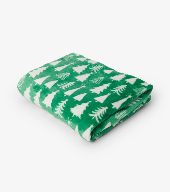 Little Blue House Christmas Trees Fleece Blanket