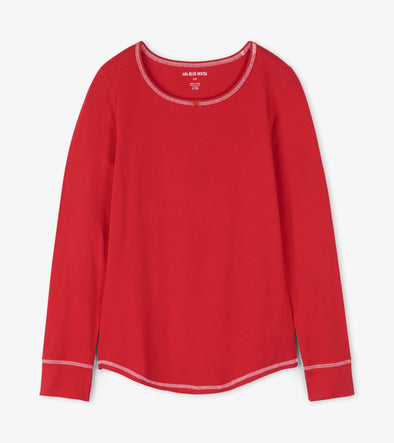 Little Blue House Holiday Red Women's Long Sleeve Top