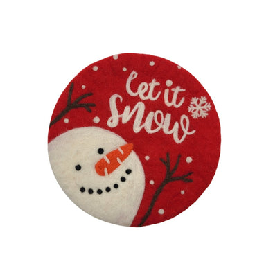 Frida Feeling Let it Snow Red Fair Trade Felt Trivet