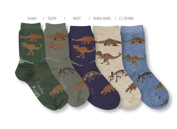 Country Kids Real Dinosaurs Taupe Socks