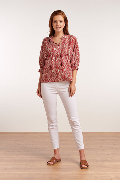 Smashed Lemon Milou Red and White Blouse