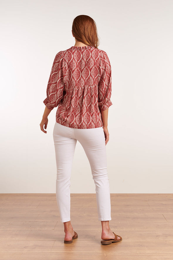 Smashed Lemon Milou Red and White Blouse