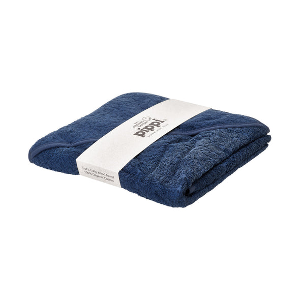 Pippi Organic Cotton Hooded Towel Dark Blue