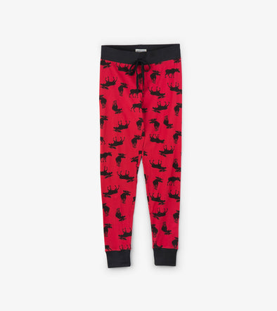 Little Blue House Women's Moose on Red Sleep Leggings