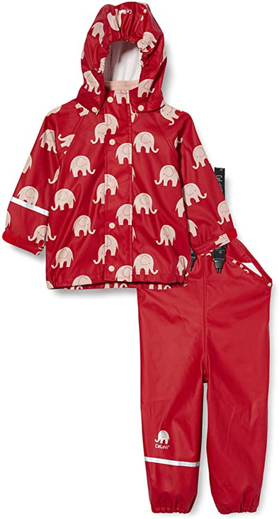 Celavi Elephants Rio Red Waterproof Rainwear Set