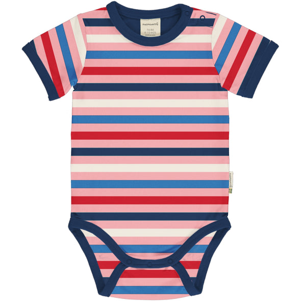 Maxomorra Blossom Stripe Short Sleeved Bodysuit
