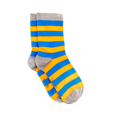 Polly & Andy Bamboo Seam Free Blue and Orange Striped Socks- Adult Sizes
