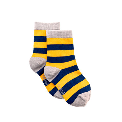 Polly & Andy Bamboo Seam Free Mustard and Navy Stripe Socks
