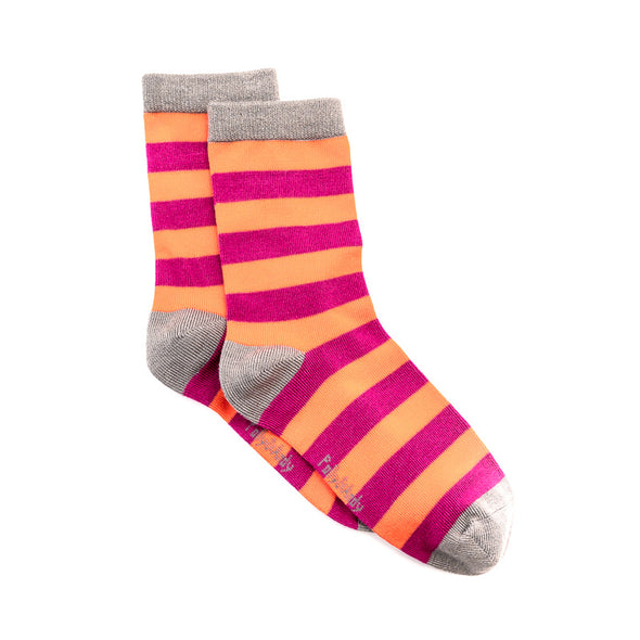 Polly & Andy Bamboo Seam Free Pink Purple Striped Socks- Adult Sizes