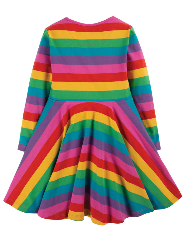 Frugi Foxglove Rainbow Stripe Sofia Skater Dress