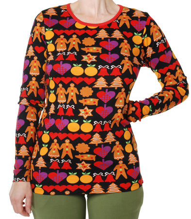 DUNS Gingerbread Black Long Sleeved Top - Adult Sizes