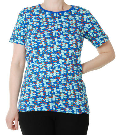 DUNS Wild Strawberries Blue Short Sleeve Top - Adult Sizes