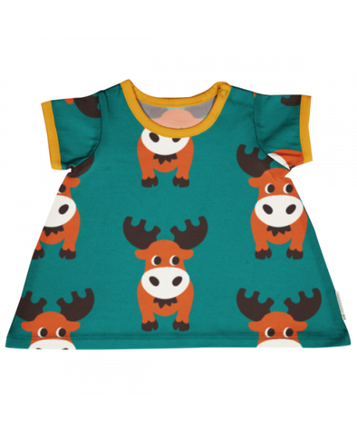 Maxomorra Nordic Moose Doll Short Sleeved Dress