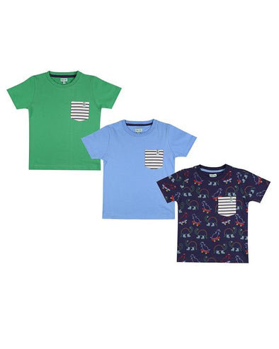 Lilly And Sid Green Blue Dino 3-Pack T-Shirts