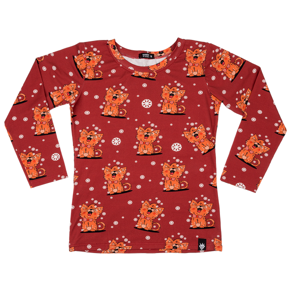 Raspberry Republic Meow Meow Long Sleeved Top- Adult