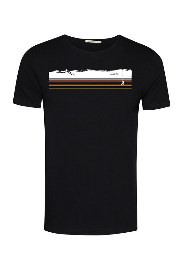 Greenbomb Men's Black Nature Mountain Stripes Spice T-shirt