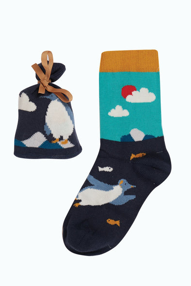 Frugi Indigo Penguin Super Socks In A Bag