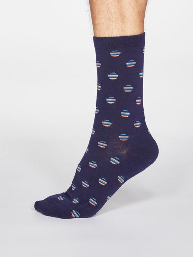 Thought Men's Grayson Spot Striped Socks - Denim Blue